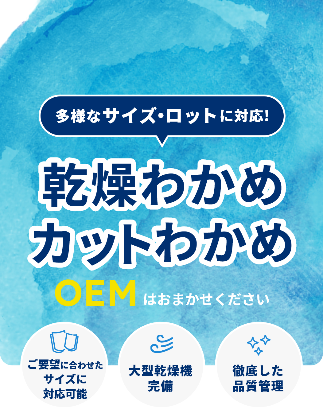 多様なサイズ・ロットに対応！乾燥わかめ カットわかめ OEMはおまかせください